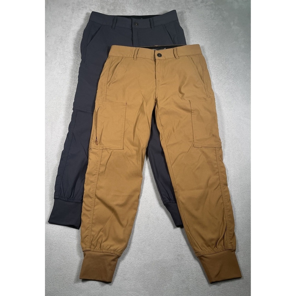 LOT OF 2 Prana Stretch Zion High Rise Cargo Jogger Pants Womens 2 Gray/Brown